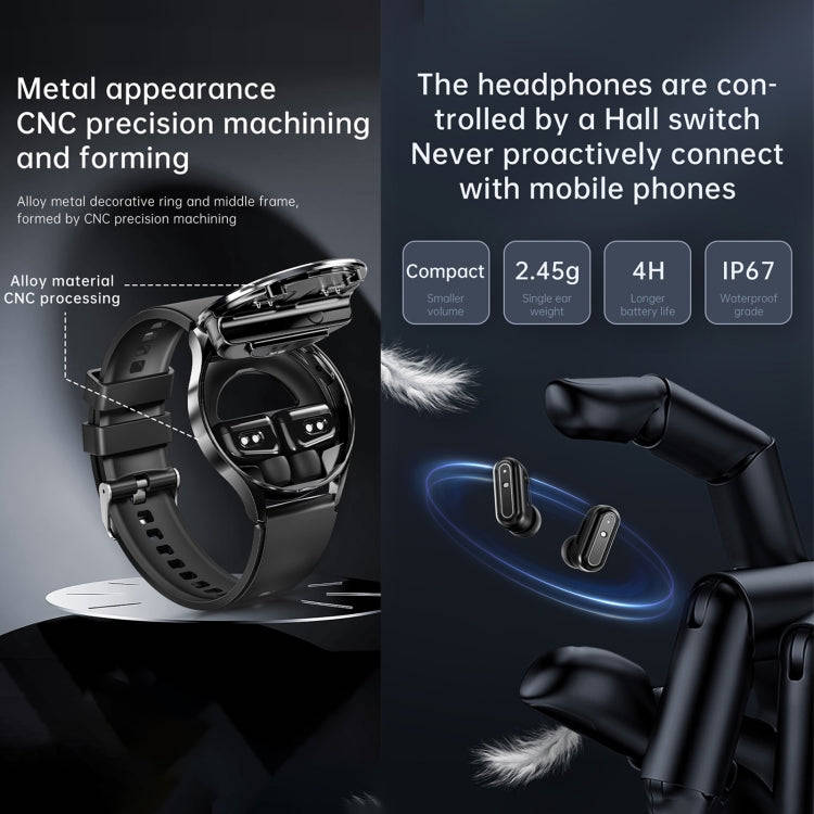 X10 Headphones Smart Watch 1.39 inch Waterproof Bracelet, Support Bluetooth Call / NFC / Heart Ra...