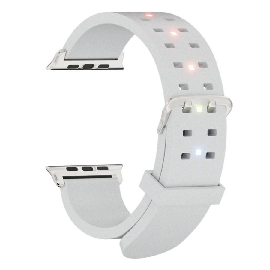 For Apple Watch Series 6 44mm Luminous Colorful Light Silicone Watch Band(Light Grey)