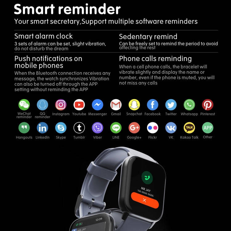 QS16 Pro 1.83 inch BT5.0 Smart Sport Watch, Support Bluetooth Call / Sleep / Blood Oxygen / Tempe...
