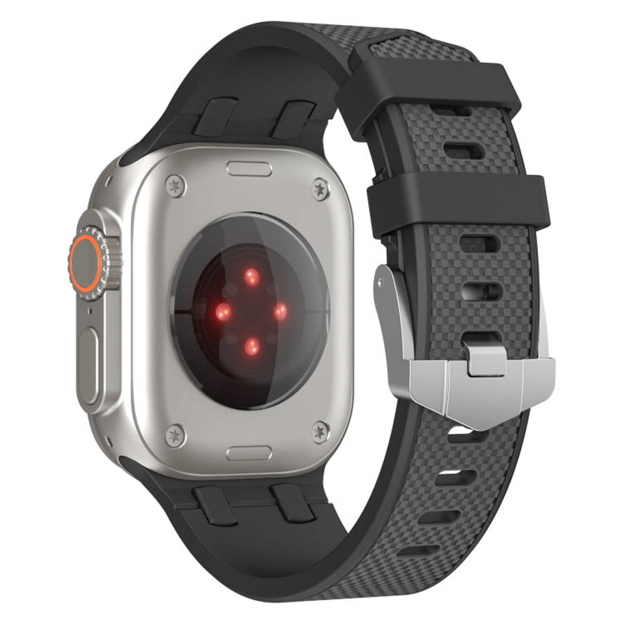 For Apple Watch Series 9 45mm Oak Silicone Watch Band(Black Grey)
