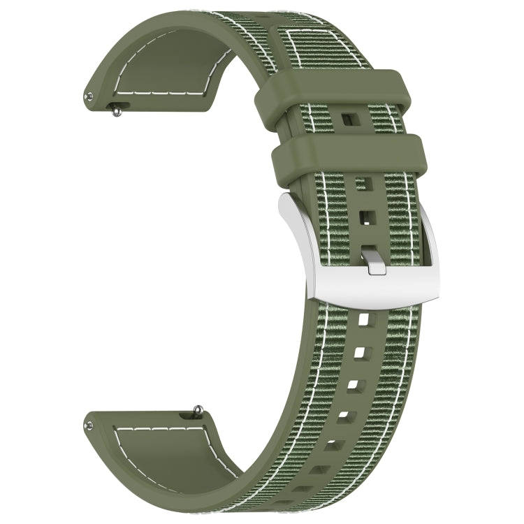 22mm Hybrid Nylon Braid Silicone Watch Band(Green)