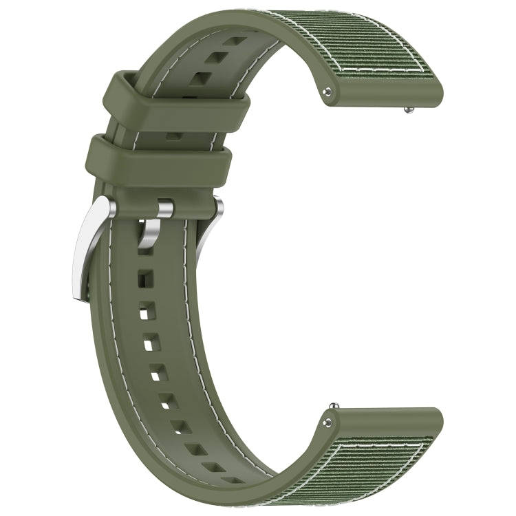 22mm Hybrid Nylon Braid Silicone Watch Band(Green)