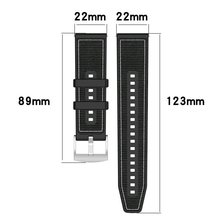 22mm Hybrid Nylon Braid Silicone Watch Band(Green)