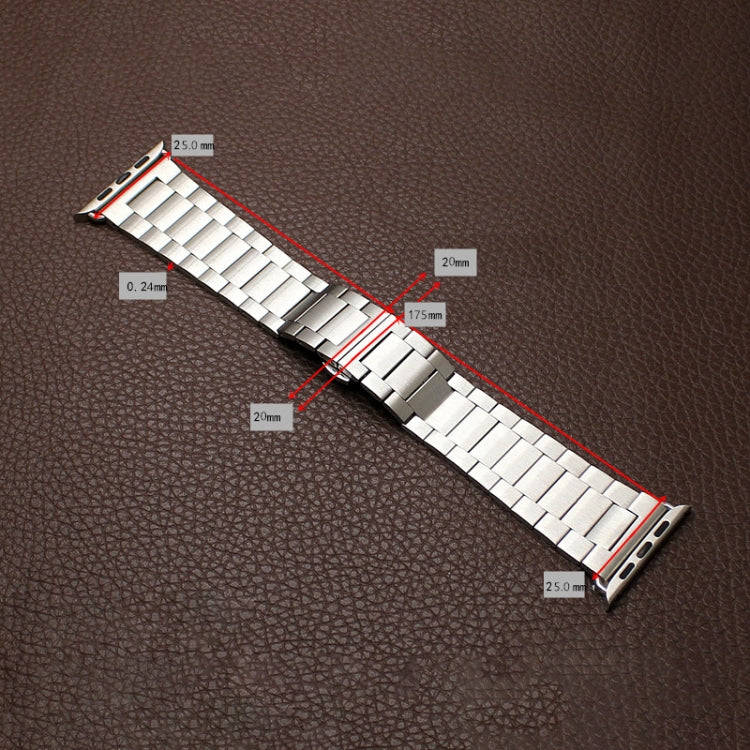 For Apple Watch Series 3 38mm Three-bead Butterfly Buckle Metal Watch Band(Rose Gold)