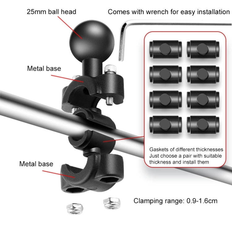 Motorcycle Clamps Handlebar Fixed Mount 9 in 1 Wrench O-Type Mount Crabs No Stick