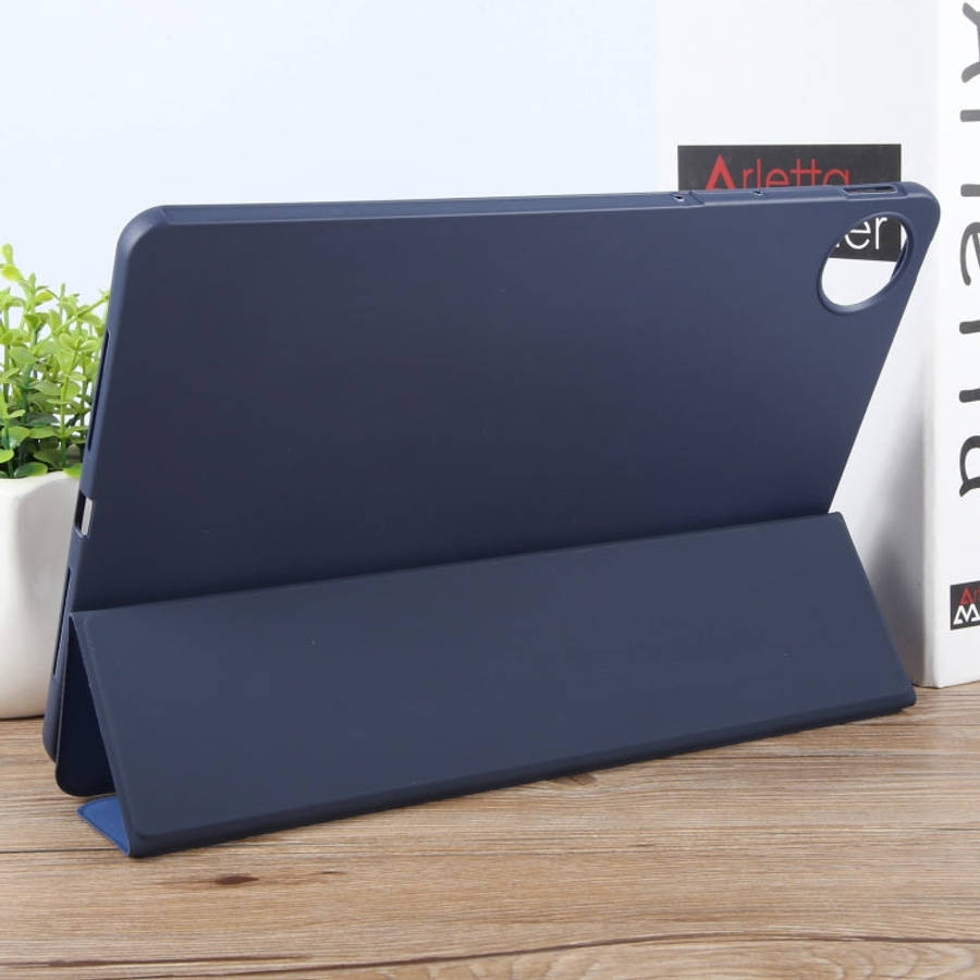 For Huawei MatePad Pro 13.2 Tri-fold Silicone Leather Tablet Case(Dark Blue)