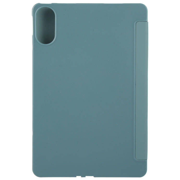 For Huawei MatePad SE 11 2024 Tri-fold Silicone Leather Tablet Case(Dark Green)