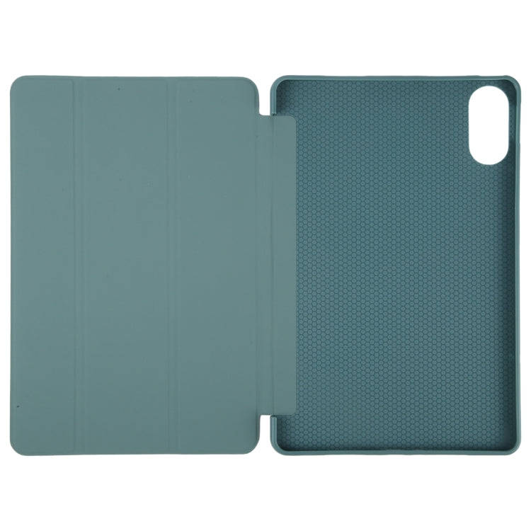 For Huawei MatePad SE 11 2024 Tri-fold Silicone Leather Tablet Case(Dark Green)