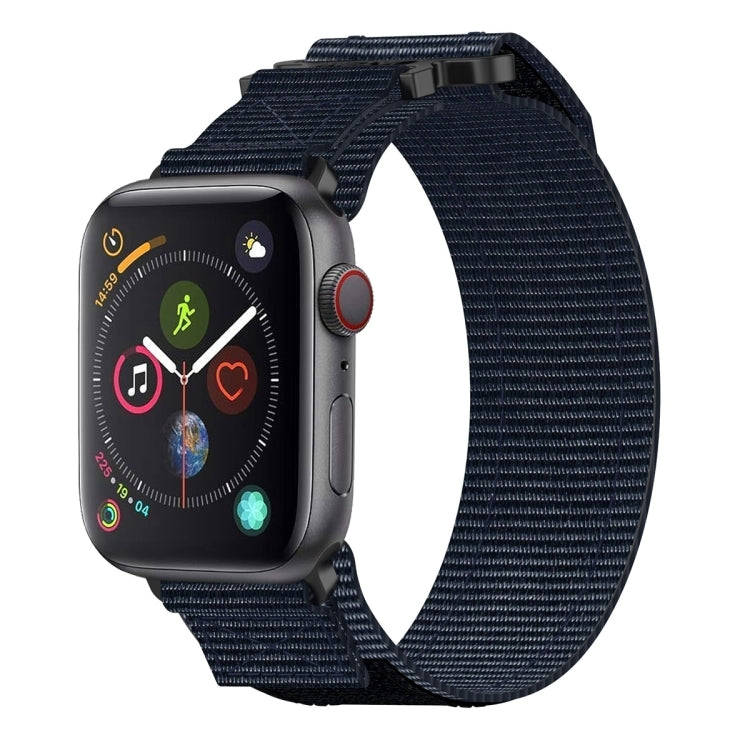 For Apple Watch Series 4 44mm Nylon Hook And Loop Fastener Watch Band(Blue)