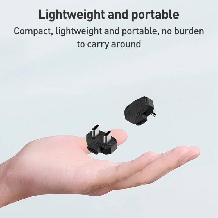 8 Pin to USB-C / Type-C + 8 Pin Lavalier Microphone U-shaped Charging Adapter OTG Converter(Black)