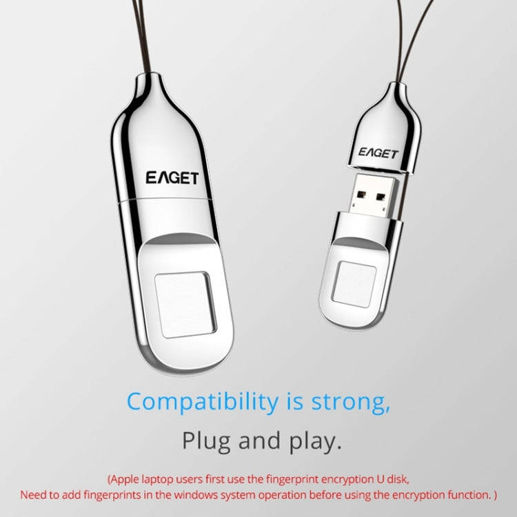 EAGET FU5 64G USB 2.0 Interface Metal Flash U Disk with Fingerprint Identification