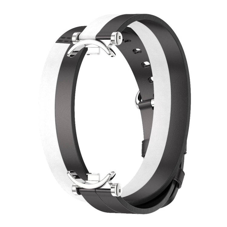 For Xiaomi Smart Band 10 / 9 / 8 Mijobs GT4 Dual-Loop Leather Watch Band(Black+White+Silver)