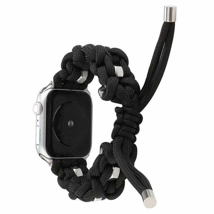 For Apple Watch Series 6 40mm Screw Nut Braided Paracord Watch Band(Black)