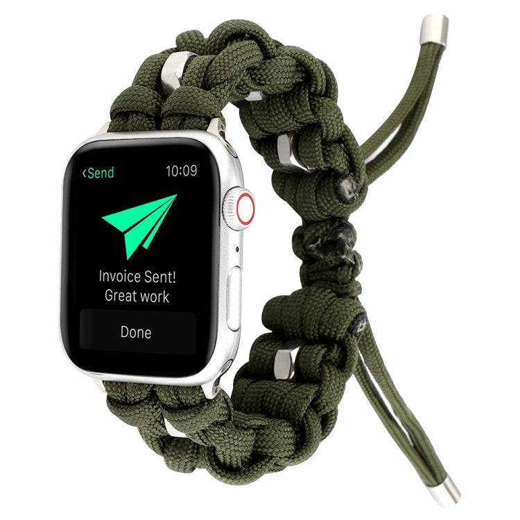 For Apple Watch Series 4 40mm Screw Nut Braided Paracord Watch Band(Green)