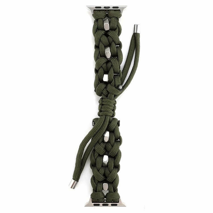 For Apple Watch Series 4 40mm Screw Nut Braided Paracord Watch Band(Green)