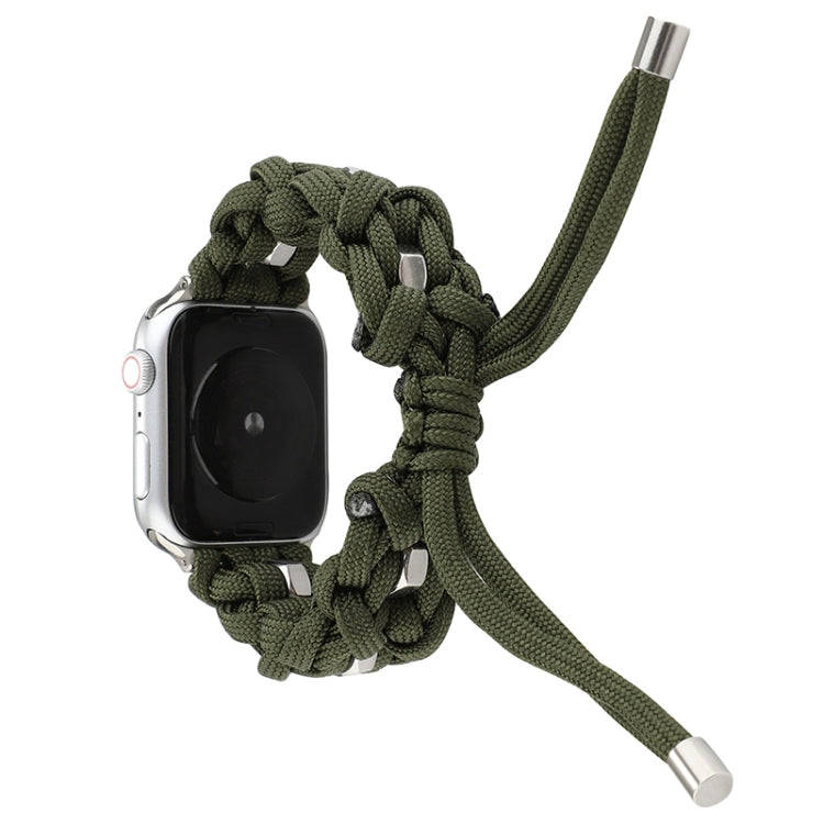 For Apple Watch Series 4 40mm Screw Nut Braided Paracord Watch Band(Green)