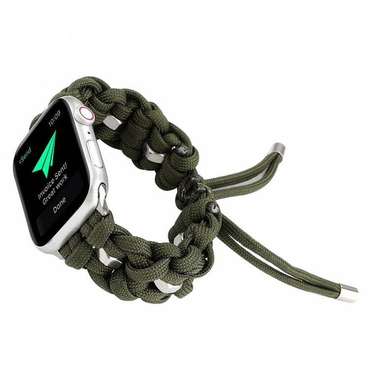 For Apple Watch Series 4 40mm Screw Nut Braided Paracord Watch Band(Green)