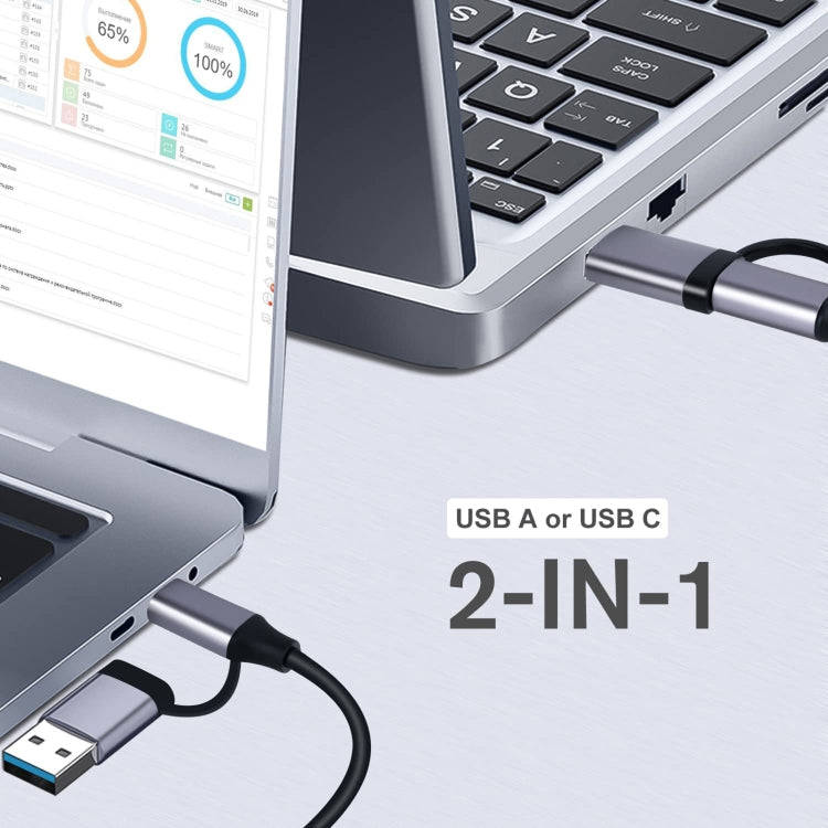 809-C 6 in 1 USB+Type-C to USB Multifunctional Docking Station HUB Adapter