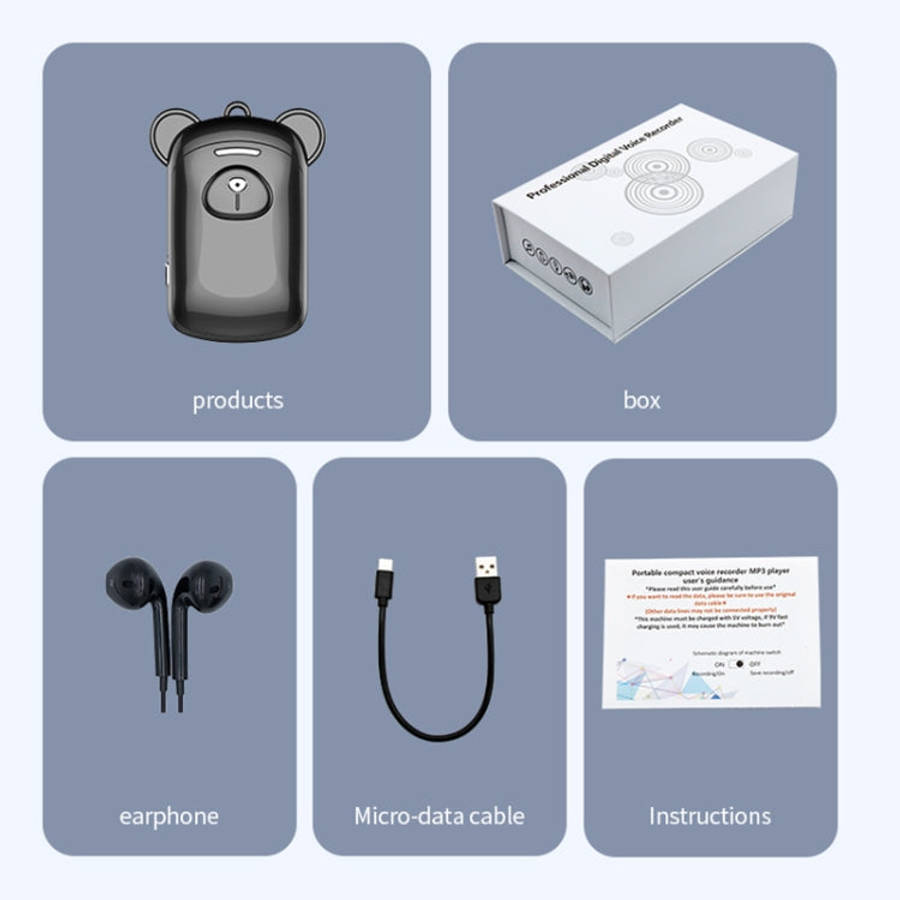 JNN Q6 Bear Smart Noise Cancelling Voice Recorder, Memory:16GB(Black)