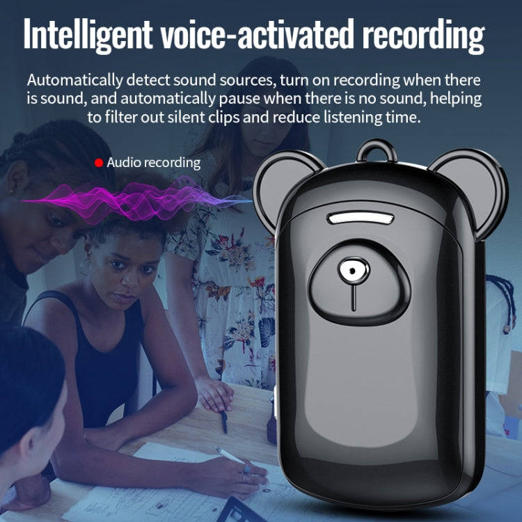 JNN Q6 Bear Smart Noise Cancelling Voice Recorder, Memory:32GB(Black)
