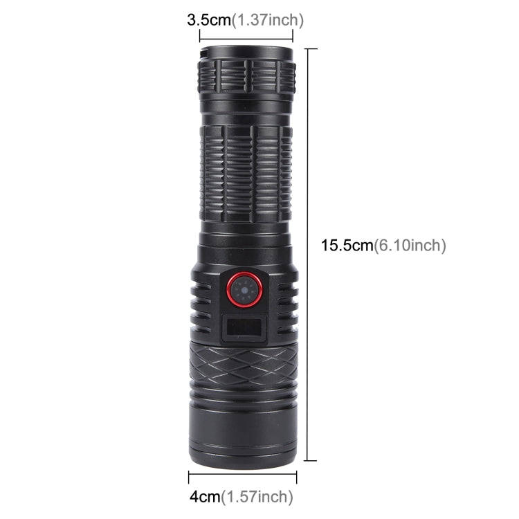 816 20W Spotlight 2000LM Telescopic Zoom LED Flashlight(Black)