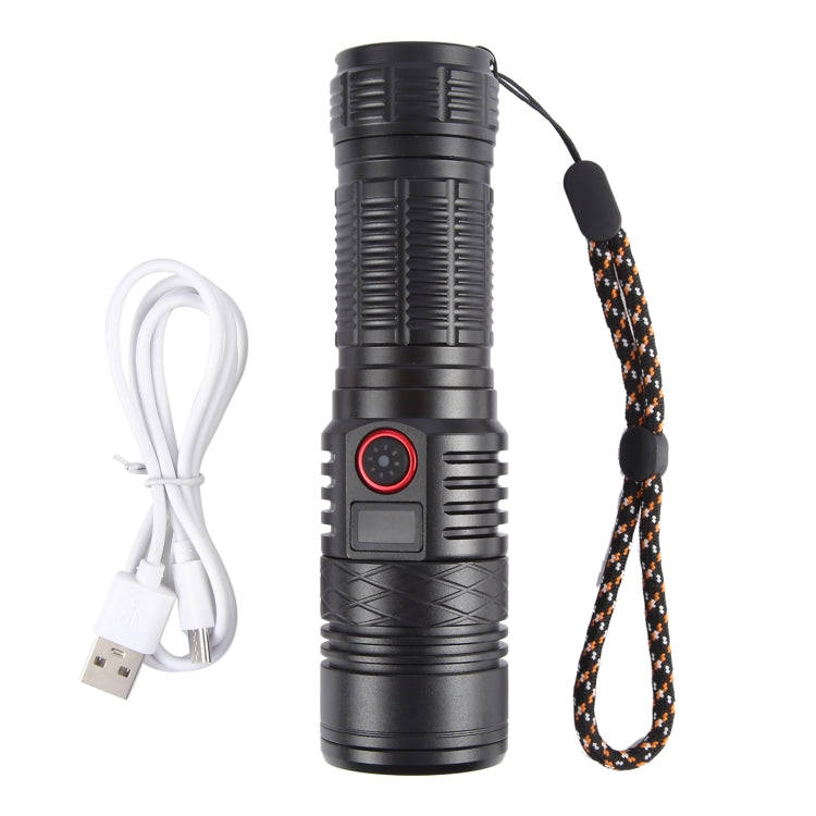 816 20W Spotlight 2000LM Telescopic Zoom LED Flashlight(Black)