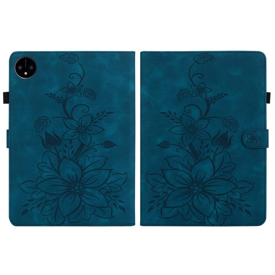 For Huawei MatePad Pro 11 2022 Lily Embossed Leather Tablet Case(Dark Blue)