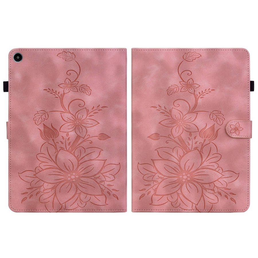 For Huawei MatePad SE 10.4 Lily Embossed Leather Tablet Case(Pink)