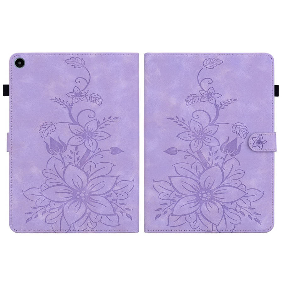 For Huawei MatePad SE 10.4 Lily Embossed Leather Tablet Case(Purple)