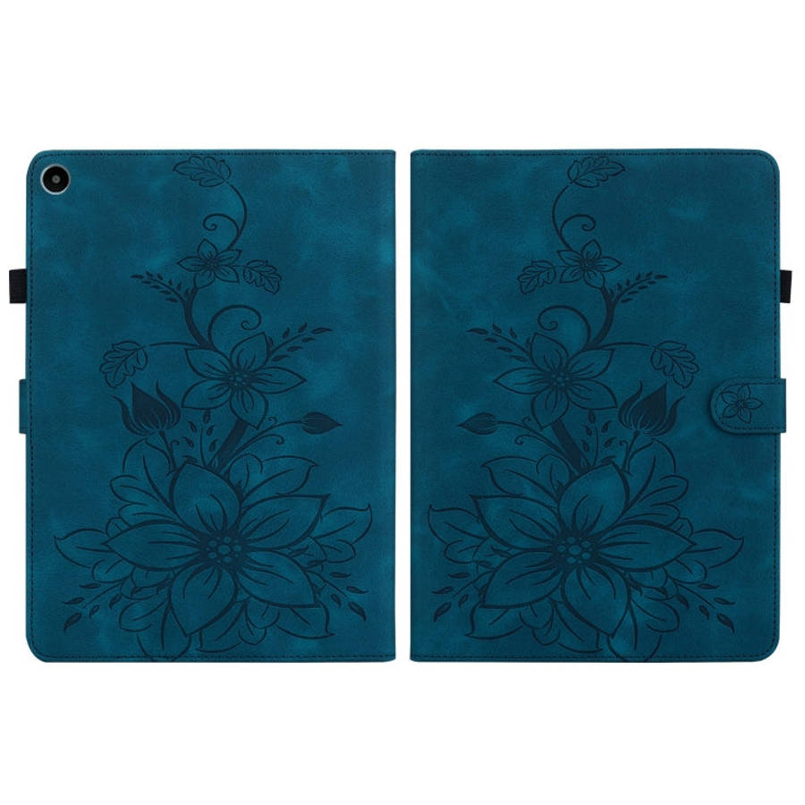 For Huawei MatePad SE 10.4 Lily Embossed Leather Tablet Case(Dark Blue)