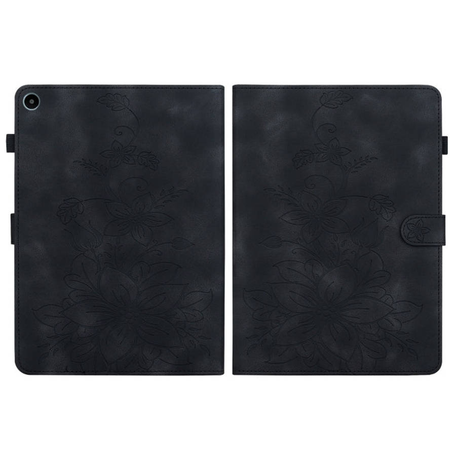 For Huawei MatePad SE 10.4 Lily Embossed Leather Tablet Case(Black)