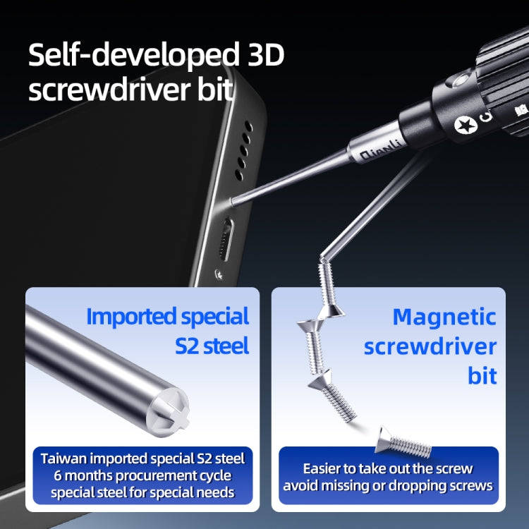 QianLi iWhale Special S2 Steel Magnetic Torque 3D Screwdriver, Model:A Phillips 0.35