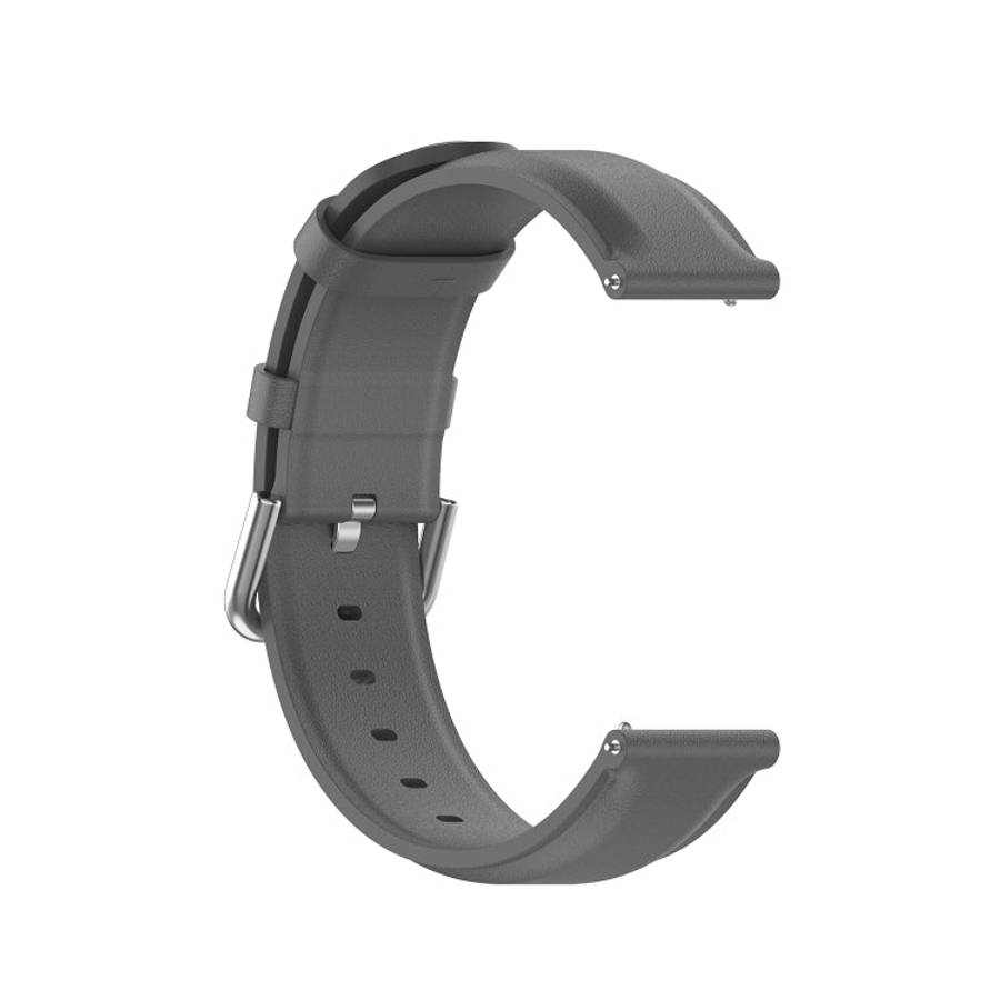 For Ticwatch Pro 2020 22mm Leather Watch Band with Round Tail Buckle(Grey)