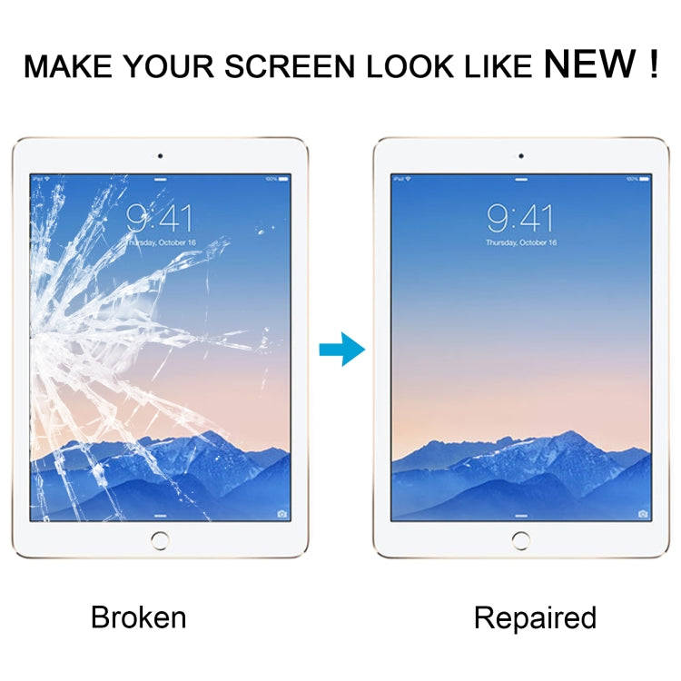 For iPad 6 / Air 2 Front Screen Outer Glass Lens with OCA Optically Clear Adhesive(Black)