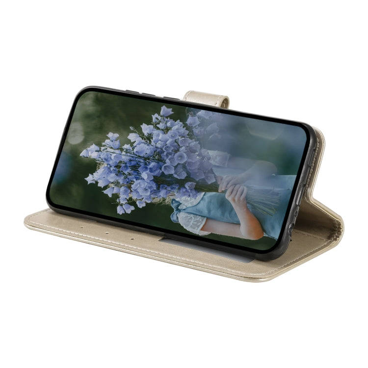 For Honor X6b 4G Global Totem Flower Embossed Leather Phone Case with Lanyard(Gold)