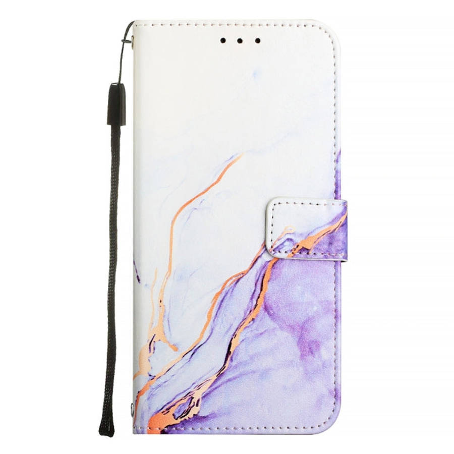 For Motorola Edge 2022 / Edge 5G UW 2022 PT003 Marble Pattern Flip Leather Phone Case(White Purple)
