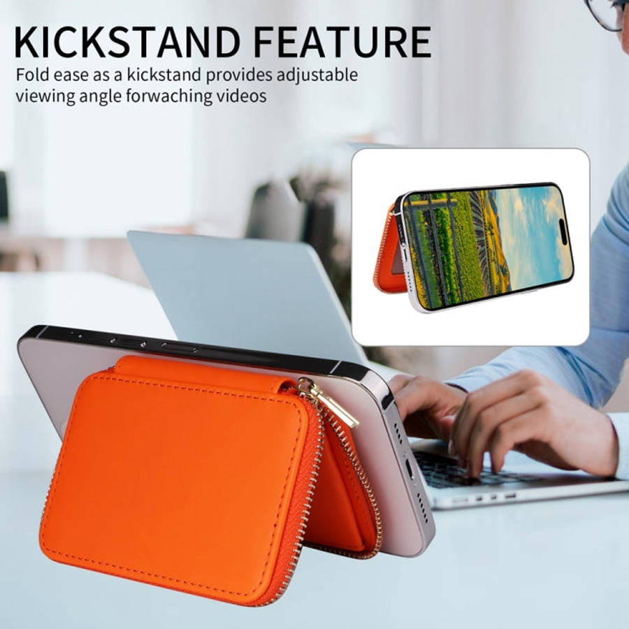 HS-005 MagSafe Magnetic Zipper Card Bag Mobile Phone Back Sticker(Orange)