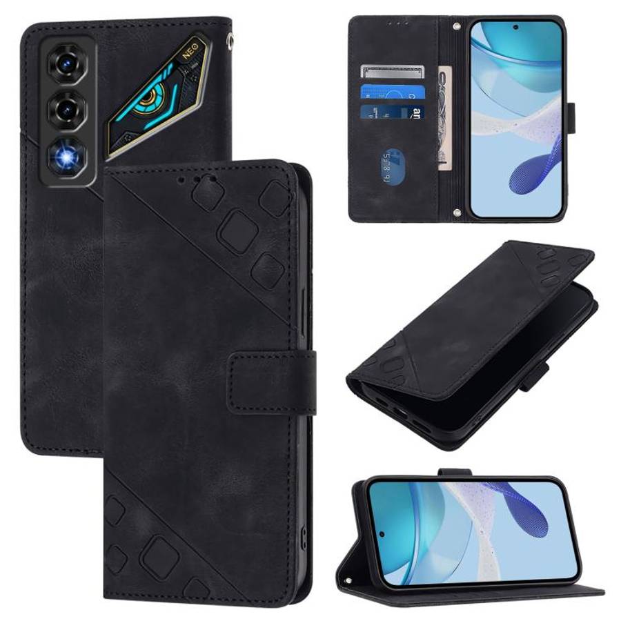 For ZTE nubia Neo 5 5G Skin Feel Embossed Leather Phone Case(Black)