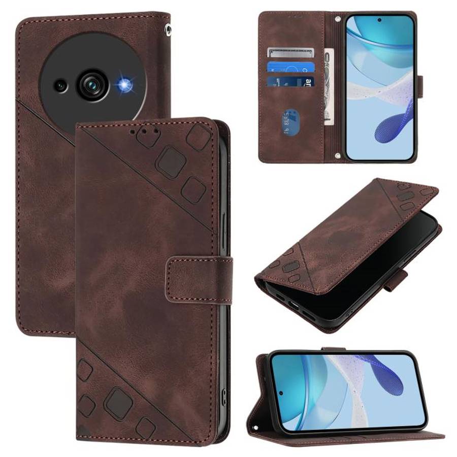 For Oukitel C59 / C59 Pro Skin Feel Embossed Leather Phone Case(Brown)