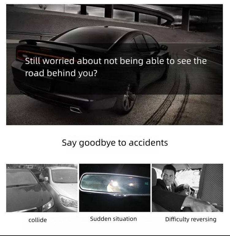 3R 3R-332 Car Panoramic Flat Rear View Mirror Interior Rear View Mirror