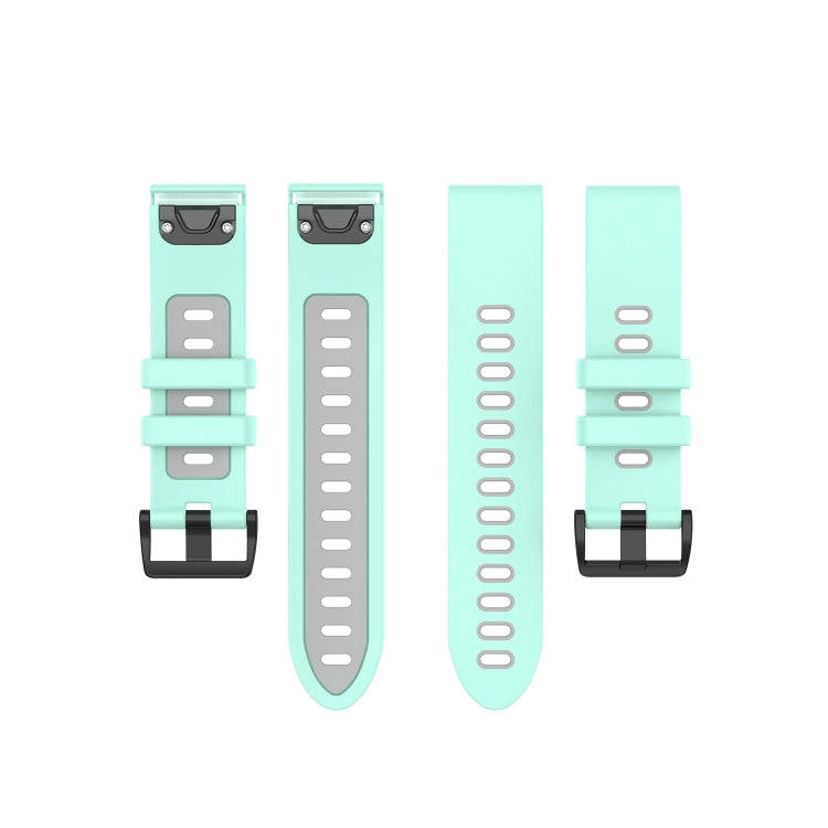 For Garmin Fenix 6S Two-color Silicone Watch Band(Teal Grey)