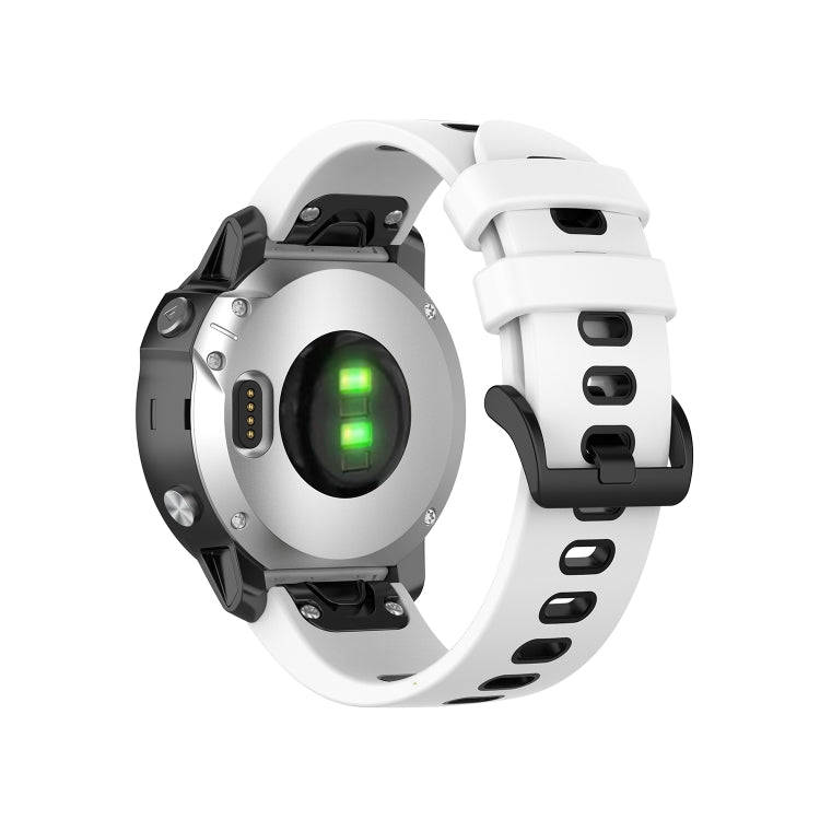 For Garmin Fenix 6S Two-color Silicone Watch Band(White Black)