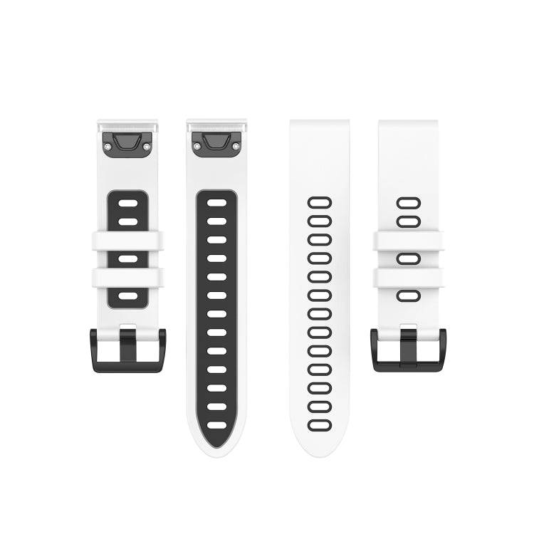 For Garmin Fenix 6S Two-color Silicone Watch Band(White Black)