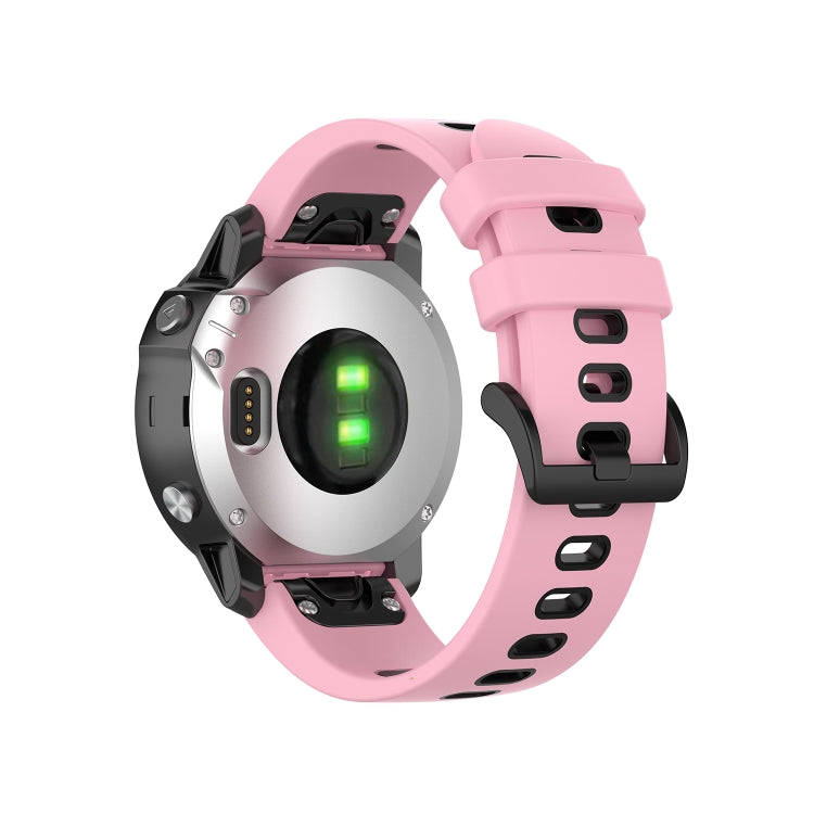For Garmin Fenix 6S Two-color Silicone Watch Band(Pink Black)