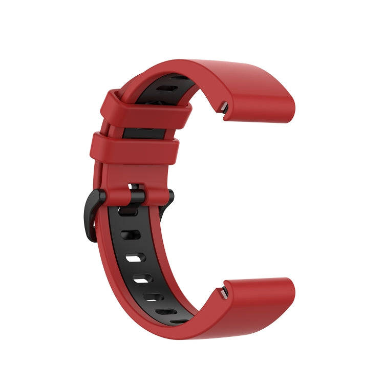 For Garmin Fenix 6S Two-color Silicone Watch Band(Red Black)