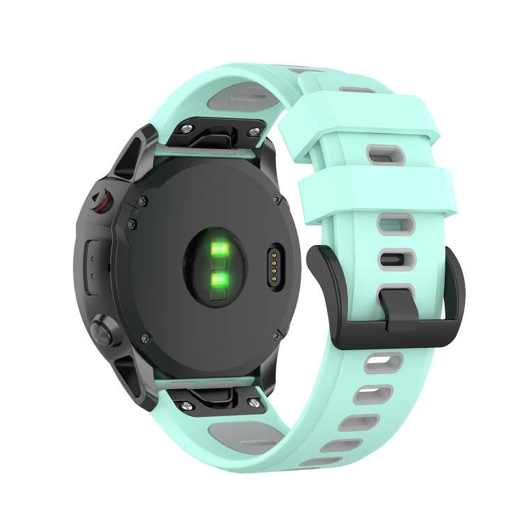 For Garmin Fenix 6X Two-color Silicone Watch Band(Teal Grey)