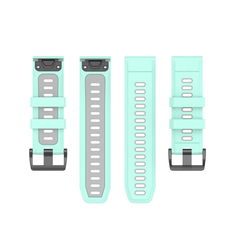 For Garmin Fenix 6X Two-color Silicone Watch Band(Teal Grey)