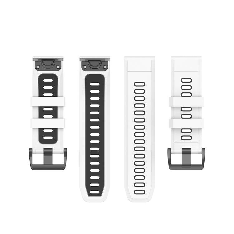 For Garmin Fenix 6X Two-color Silicone Watch Band(White Black)