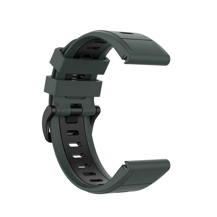 For Garmin Fenix 6X Two-color Silicone Watch Band(Olive Green Black)