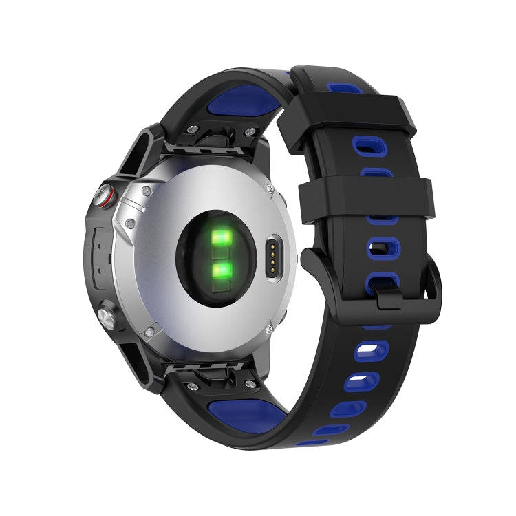 For Garmin Fenix 6 Two-color Silicone Watch Band(Black Blue)